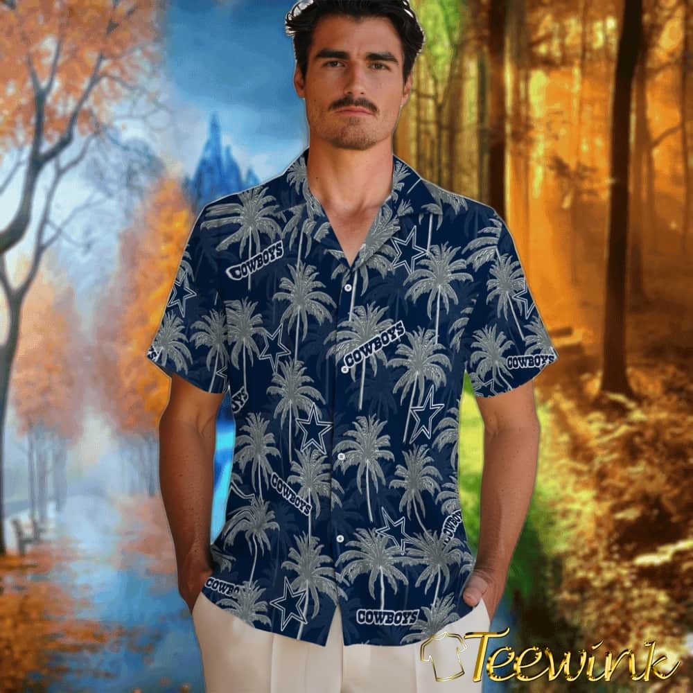Dallas Cowboys Hawaiian Shirt – Palm Tree Motif image 2 Dallas Cowboys Hawaiian Shirt – Palm Tree Motif image 2