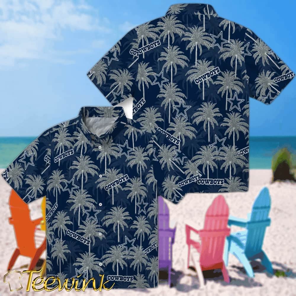 Dallas Cowboys Hawaiian Shirt – Palm Tree Motif image 3 Dallas Cowboys Hawaiian Shirt – Palm Tree Motif image 3