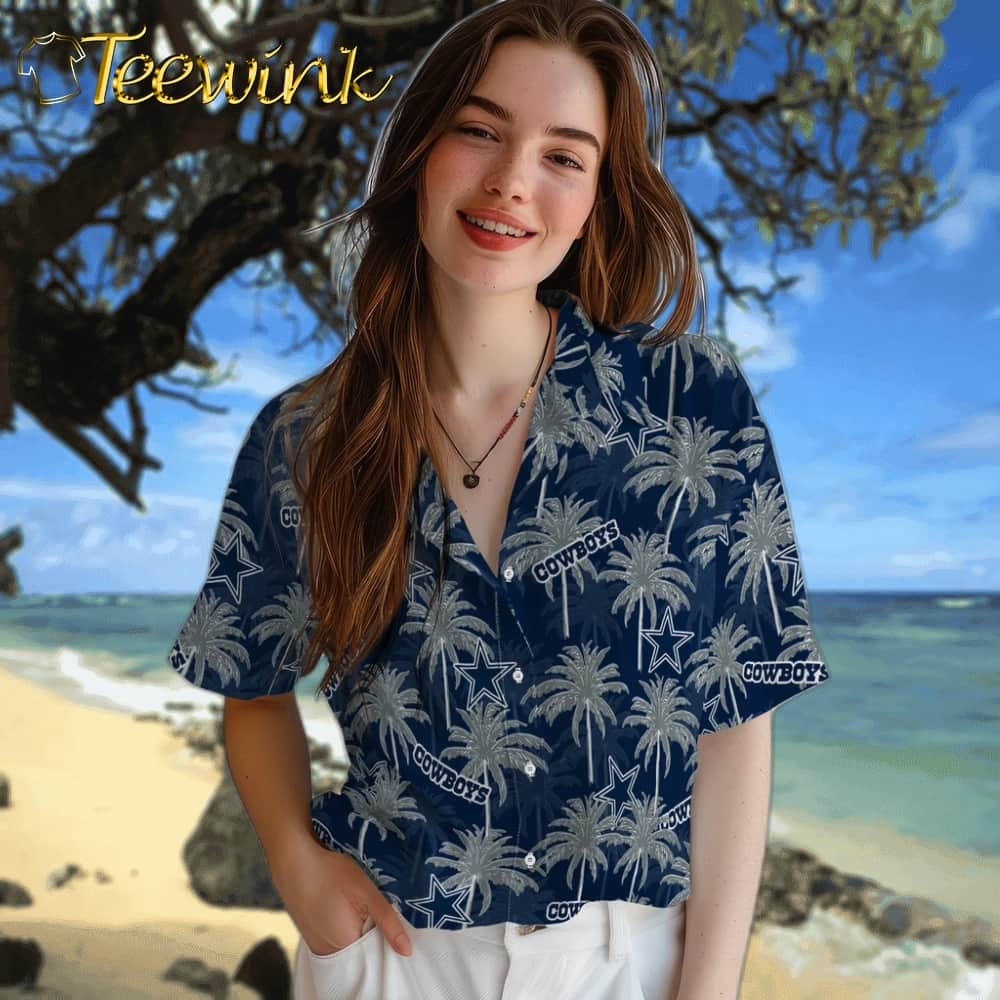 Dallas Cowboys Hawaiian Shirt – Palm Tree Motif image 4 Dallas Cowboys Hawaiian Shirt – Palm Tree Motif image 4