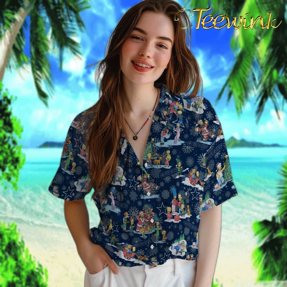 Dallas Cowboys Hawaiian Shirt – Simpsons Christmas image 4 Dallas Cowboys Hawaiian Shirt – Simpsons Christmas image 4