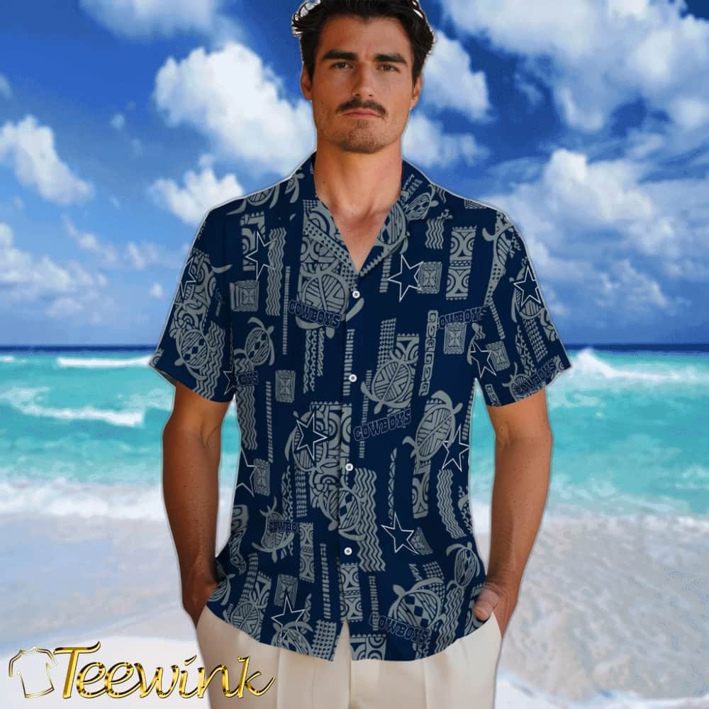 Dallas Cowboys Hawaiian Shirt – Turtle Lines image 2 Dallas Cowboys Hawaiian Shirt – Turtle Lines image 2