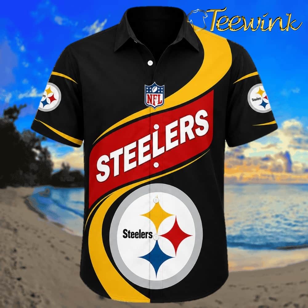 Dynamic Play Black and Red Banner Steelers Hawaiian Shirt with Custom Name on Back image 3 Dynamic Play Black and Red Banner Steelers Hawaiian Shirt with Custom Name on Back image 3