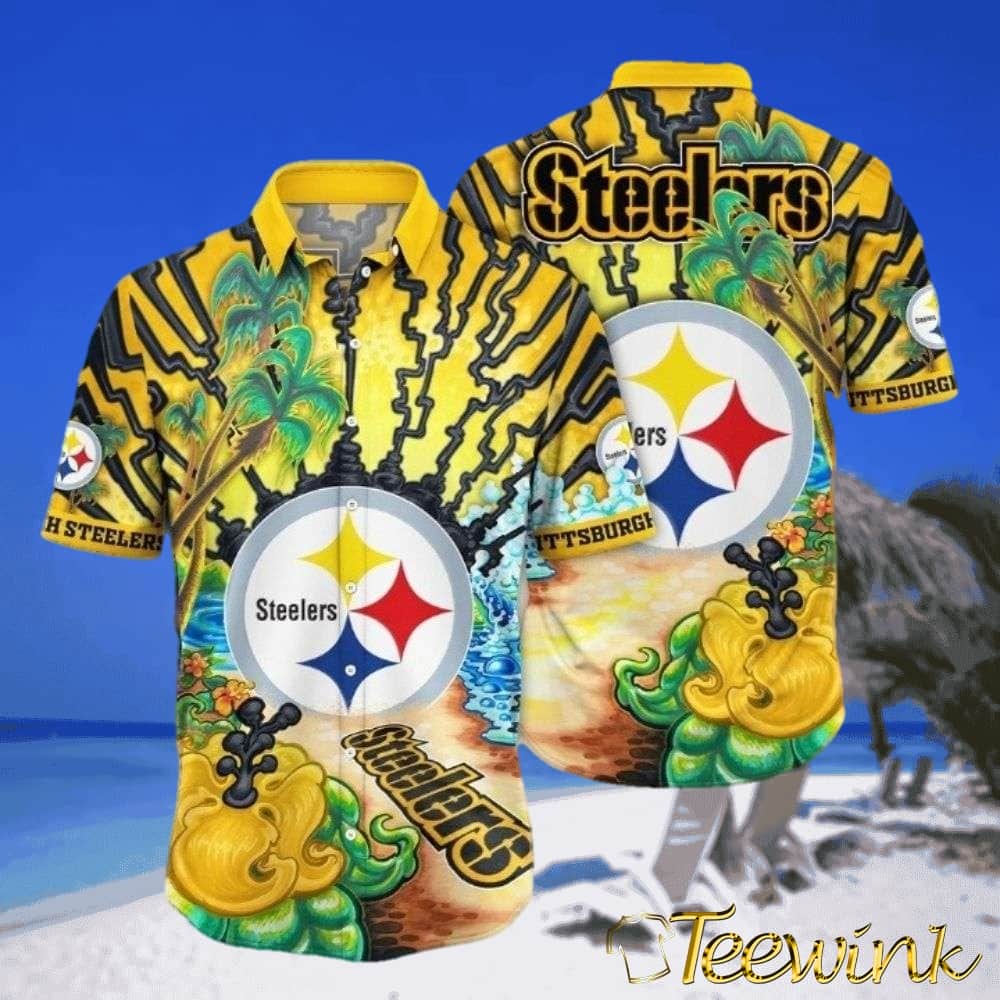 Dynamic Play Gold Rush Pittsburgh Steelers Hawaiian Shirt with Gold-Dominant Design
