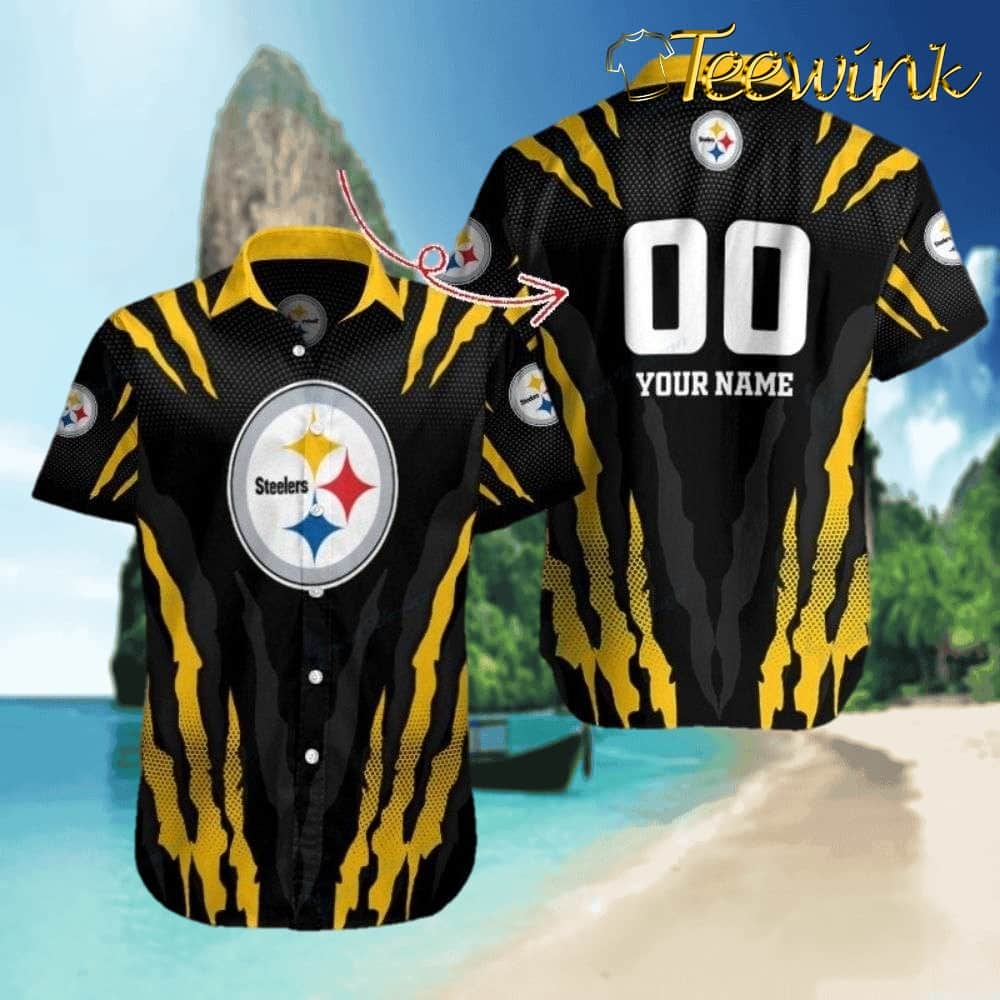 Eternal Vigilance Pittsburgh Steelers Guardian Hawaiian Shirt with Gothic Skeleton Illustration