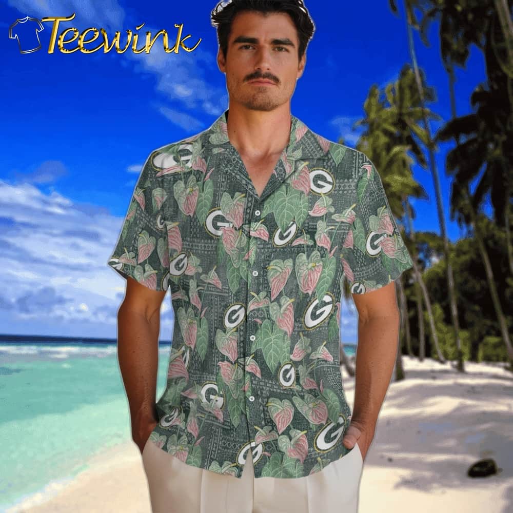 Green Bay Packers Hawaiian Shirt – Anthurium Overlay image 2 Green Bay Packers Hawaiian Shirt – Anthurium Overlay image 2