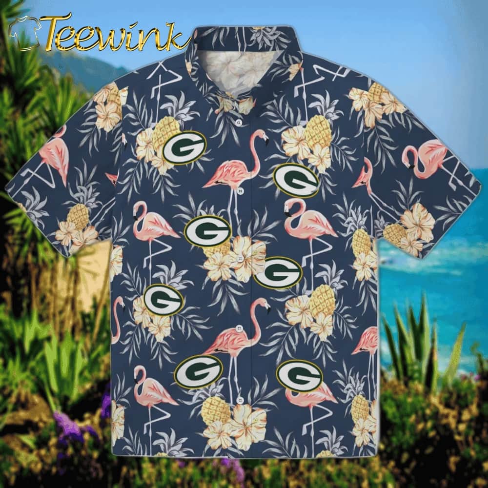 Green Bay Packers Hawaiian Shirt – Flamingo and Hibiscus Green Bay Packers Hawaiian Shirt – Flamingo and Hibiscus