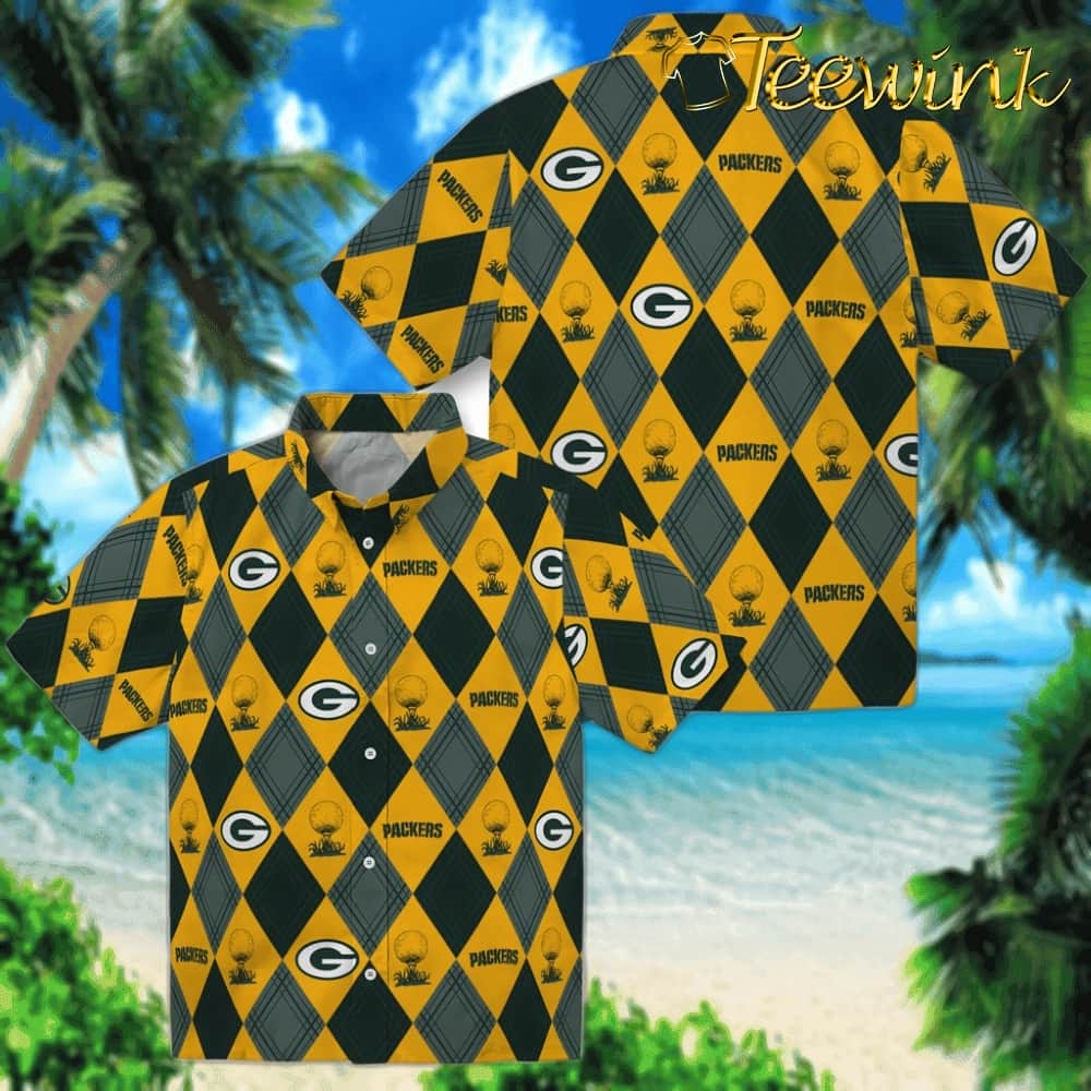 Green Bay Packers Hawaiian Shirt – Golfing Plaid image 3 Green Bay Packers Hawaiian Shirt – Golfing Plaid image 3