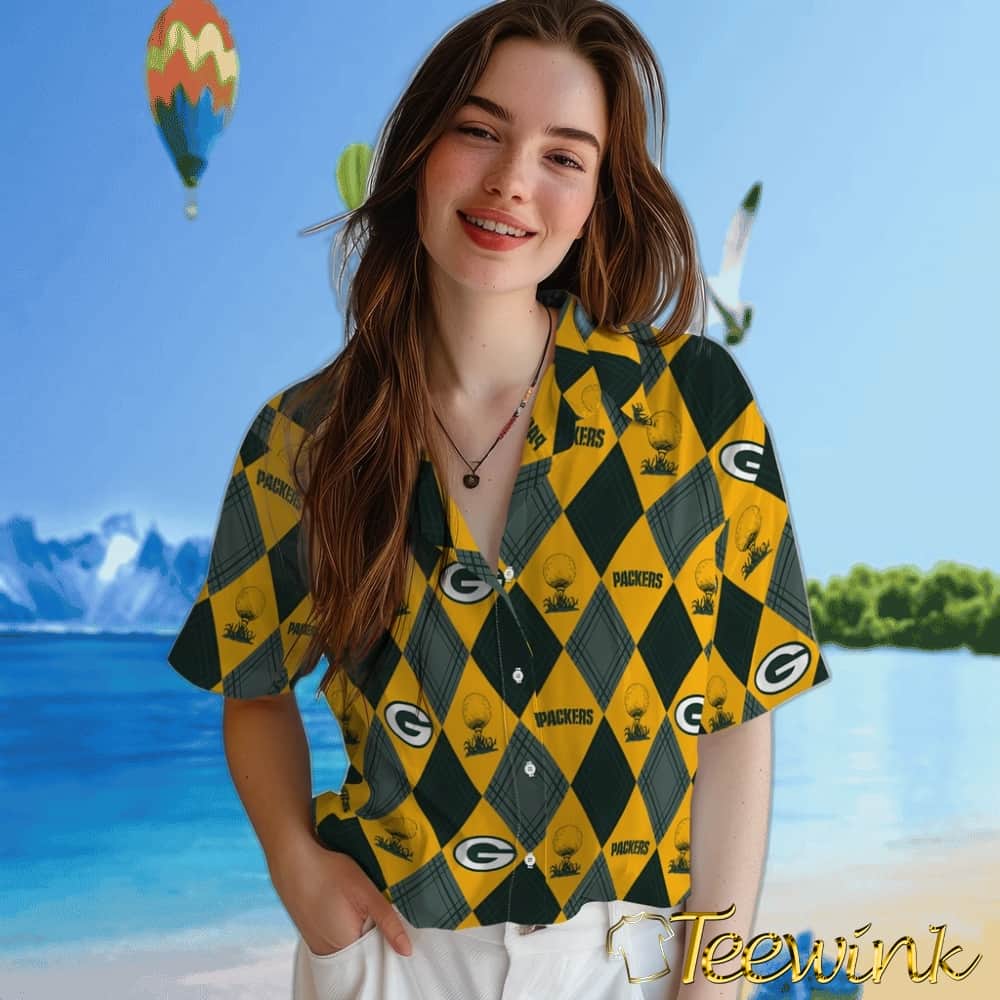 Green Bay Packers Hawaiian Shirt – Golfing Plaid image 4 Green Bay Packers Hawaiian Shirt – Golfing Plaid image 4