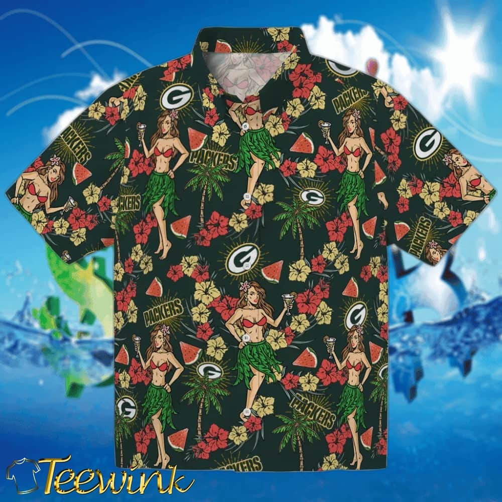 Green Bay Packers Hawaiian Shirt – Hibiscus and Palm Leaves Green Bay Packers Hawaiian Shirt – Hibiscus and Palm Leaves