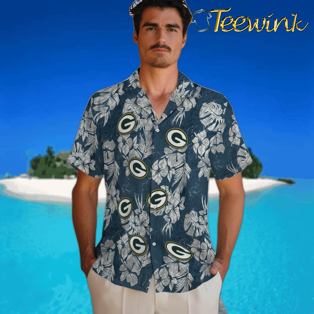 Green Bay Packers Hawaiian Shirt – Hibiscus Flowers image 2 Green Bay Packers Hawaiian Shirt – Hibiscus Flowers image 2
