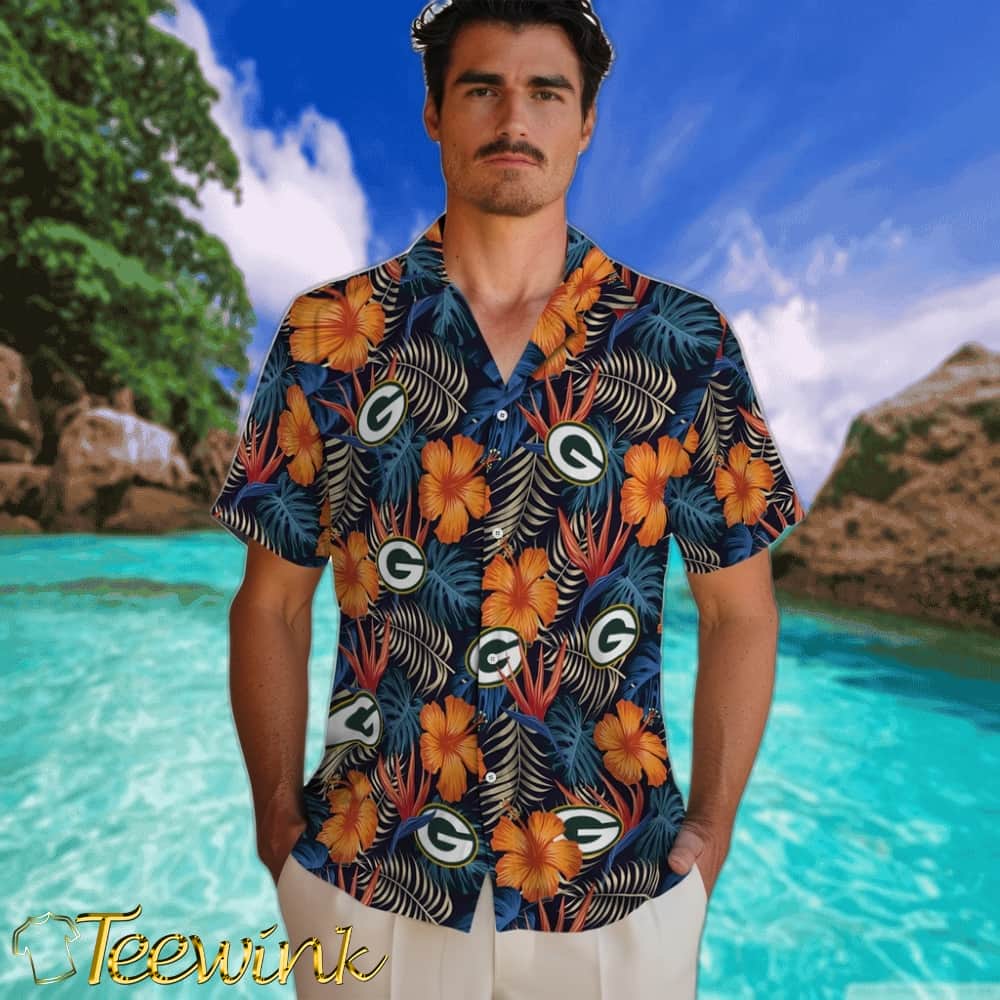 Green Bay Packers Hawaiian Shirt – Hibiscus Foliage image 2 Green Bay Packers Hawaiian Shirt – Hibiscus Foliage image 2