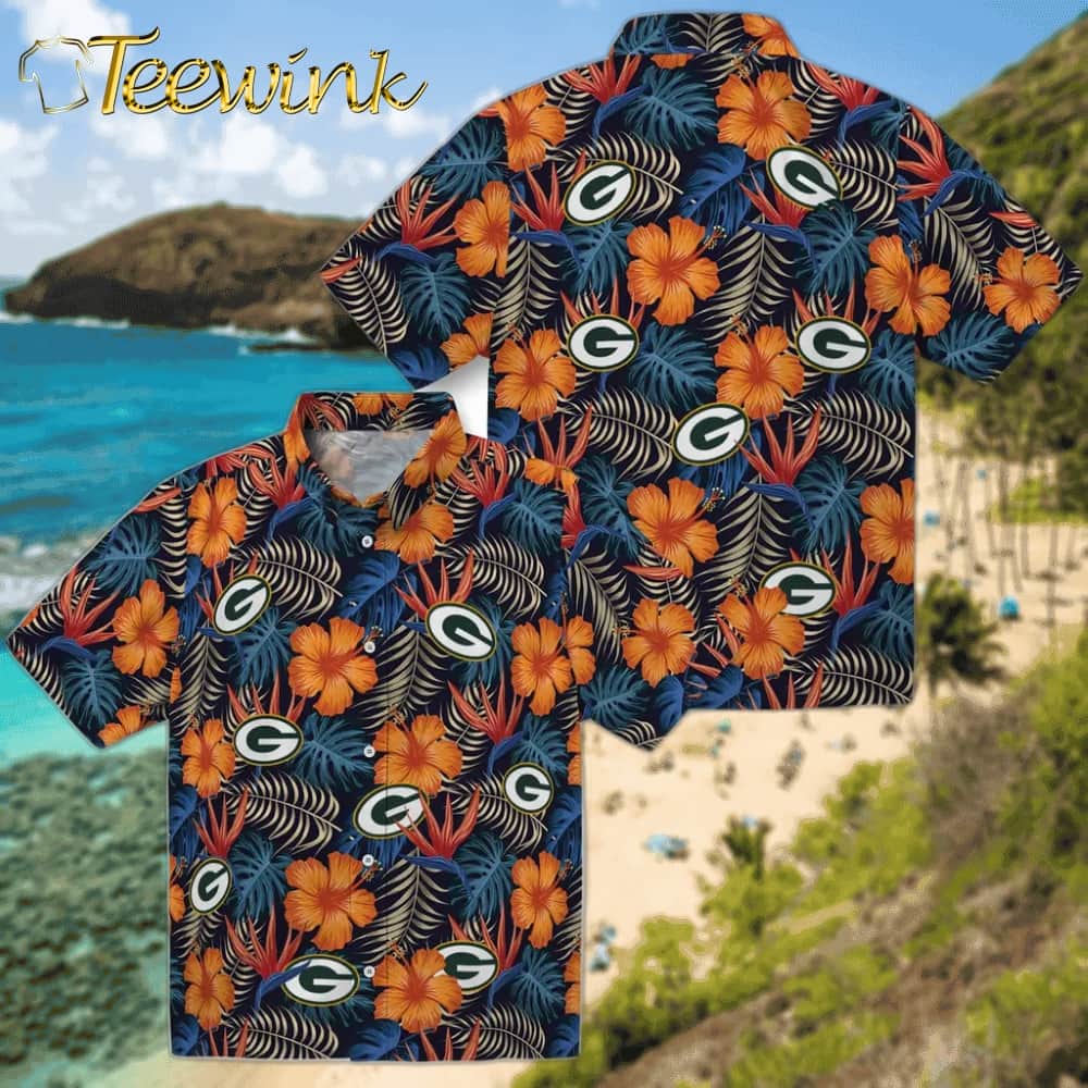 Green Bay Packers Hawaiian Shirt – Hibiscus Foliage image 3 Green Bay Packers Hawaiian Shirt – Hibiscus Foliage image 3