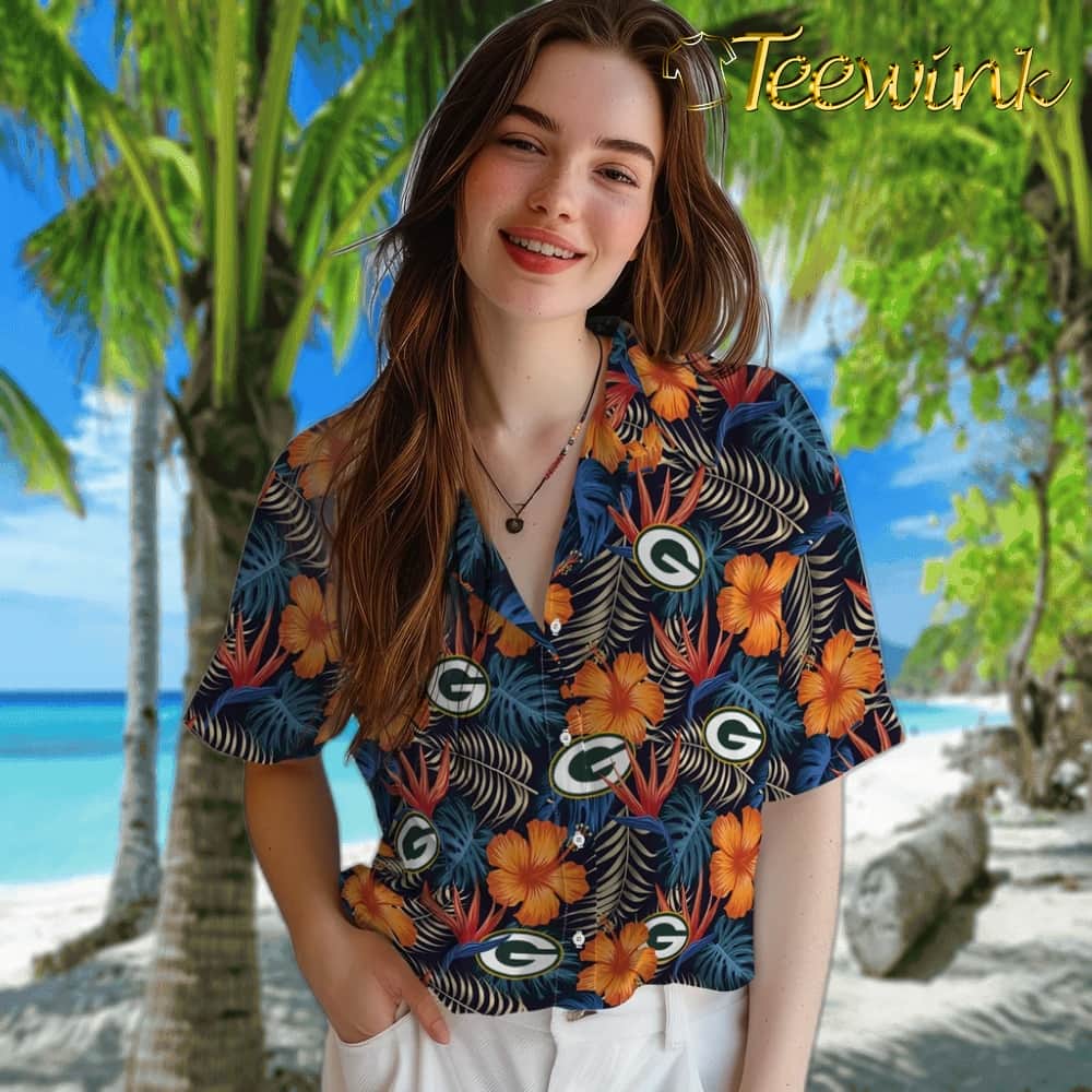 Green Bay Packers Hawaiian Shirt – Hibiscus Foliage image 4 Green Bay Packers Hawaiian Shirt – Hibiscus Foliage image 4