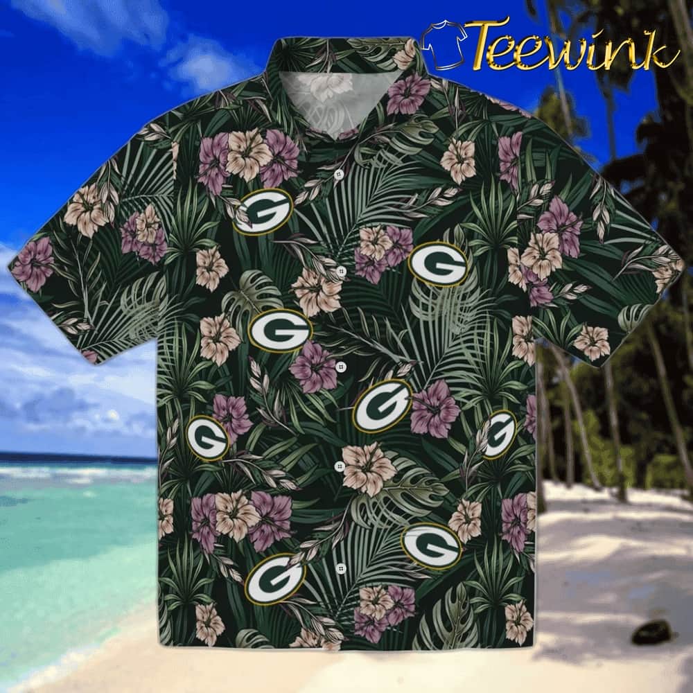 Green Bay Packers Hawaiian Shirt – Hibiscus Leaves Pattern