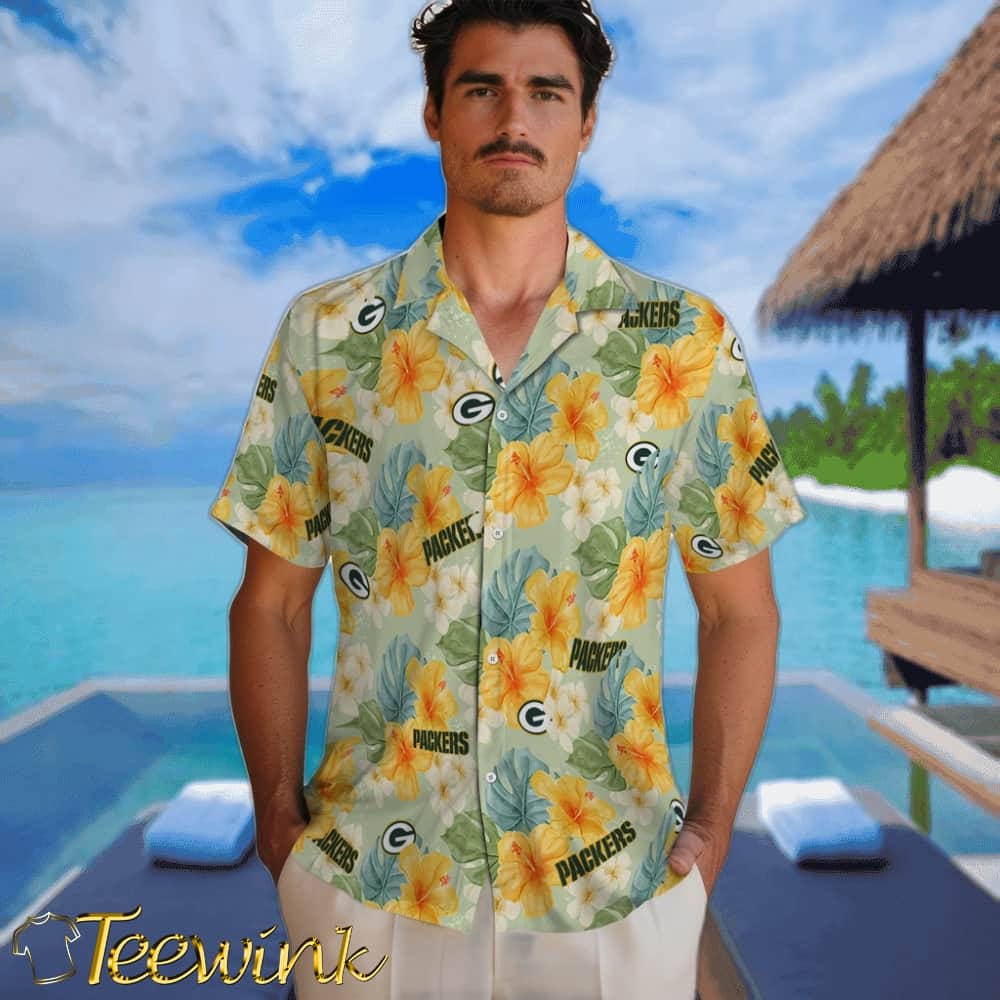 Green Bay Packers Hawaiian Shirt – Hibiscus Mood image 2 Green Bay Packers Hawaiian Shirt – Hibiscus Mood image 2