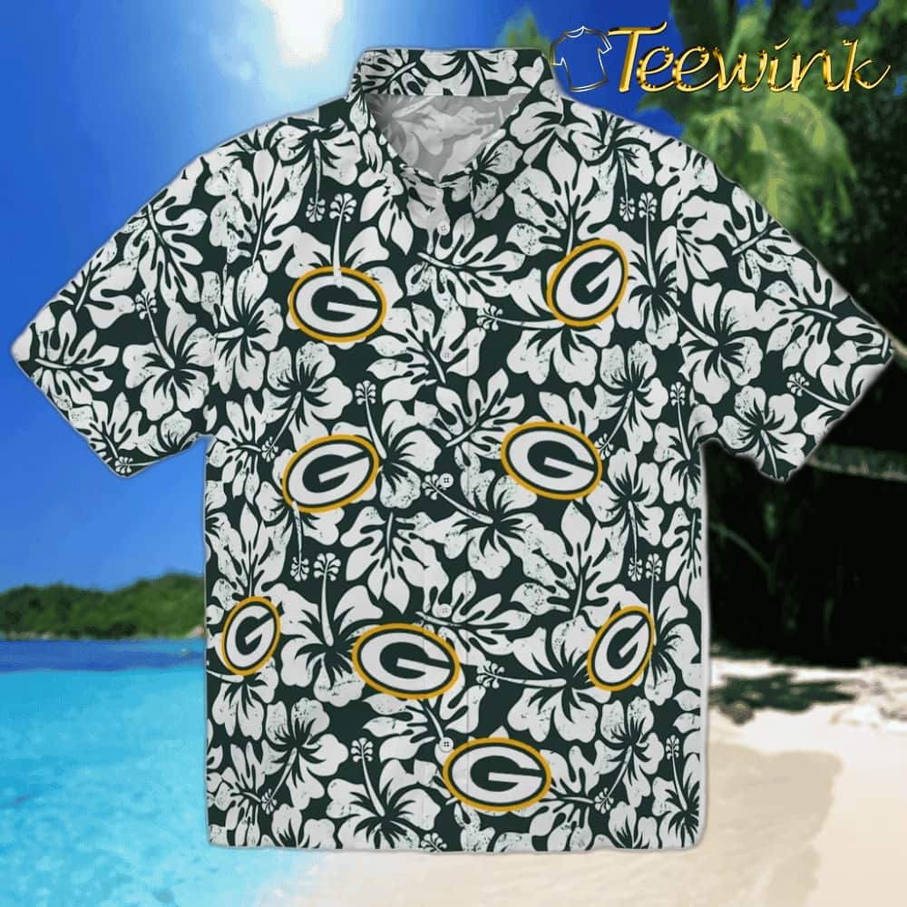 Green Bay Packers Hawaiian Shirt – Hibiscus Motif