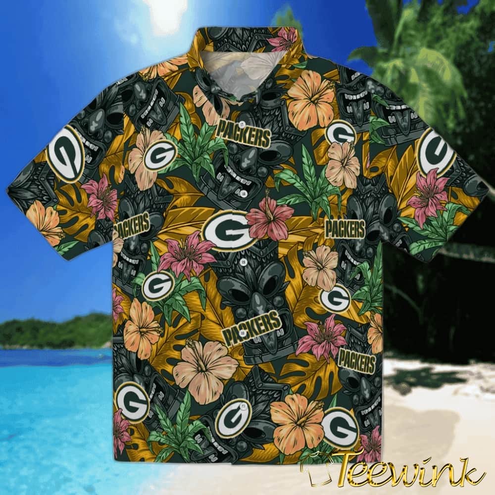Green Bay Packers Hawaiian Shirt – Hibiscus Tiki Jungle