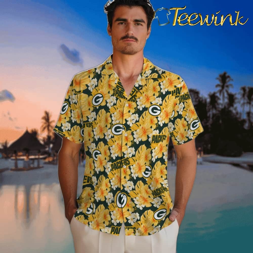 Green Bay Packers Hawaiian Shirt – Hibiscus Tropics image 2 Green Bay Packers Hawaiian Shirt – Hibiscus Tropics image 2