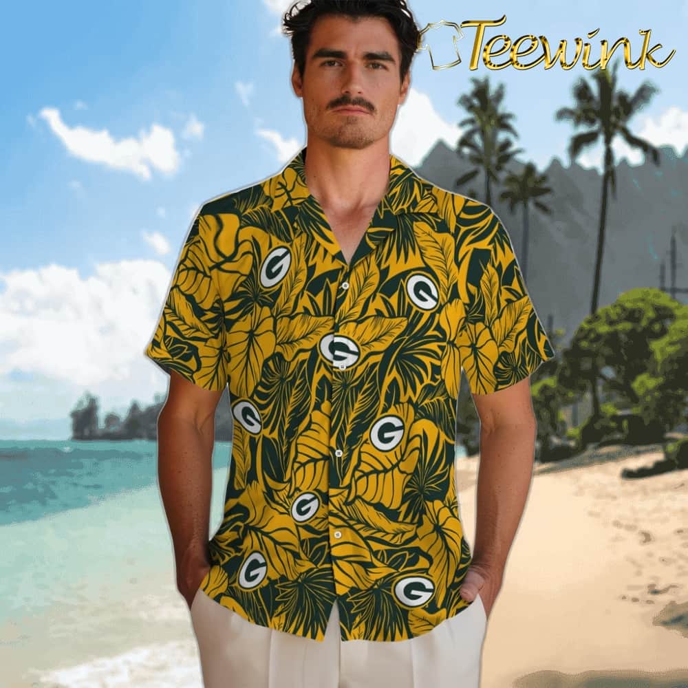 Green Bay Packers Hawaiian Shirt – Monstera Layer image 2 Green Bay Packers Hawaiian Shirt – Monstera Layer image 2