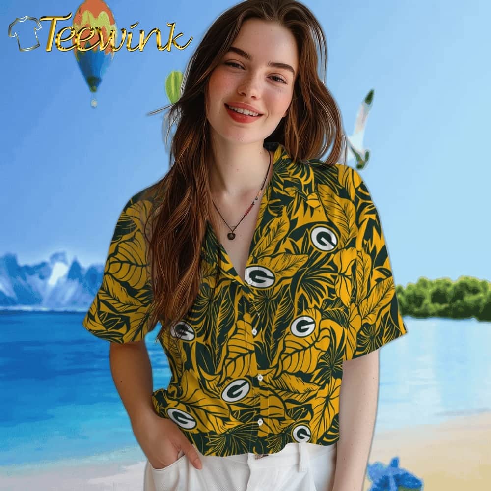 Green Bay Packers Hawaiian Shirt – Monstera Layer image 4 Green Bay Packers Hawaiian Shirt – Monstera Layer image 4