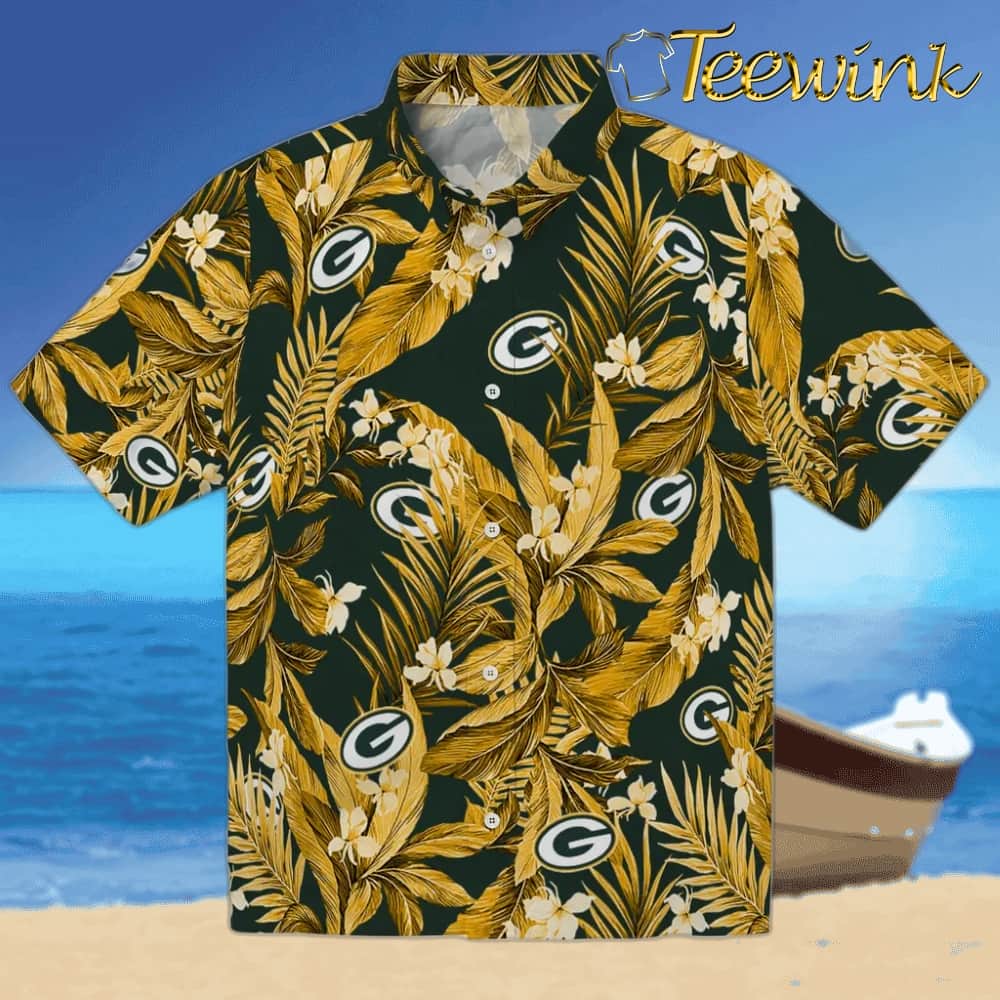 Green Bay Packers Hawaiian Shirt – Palm And Clouds