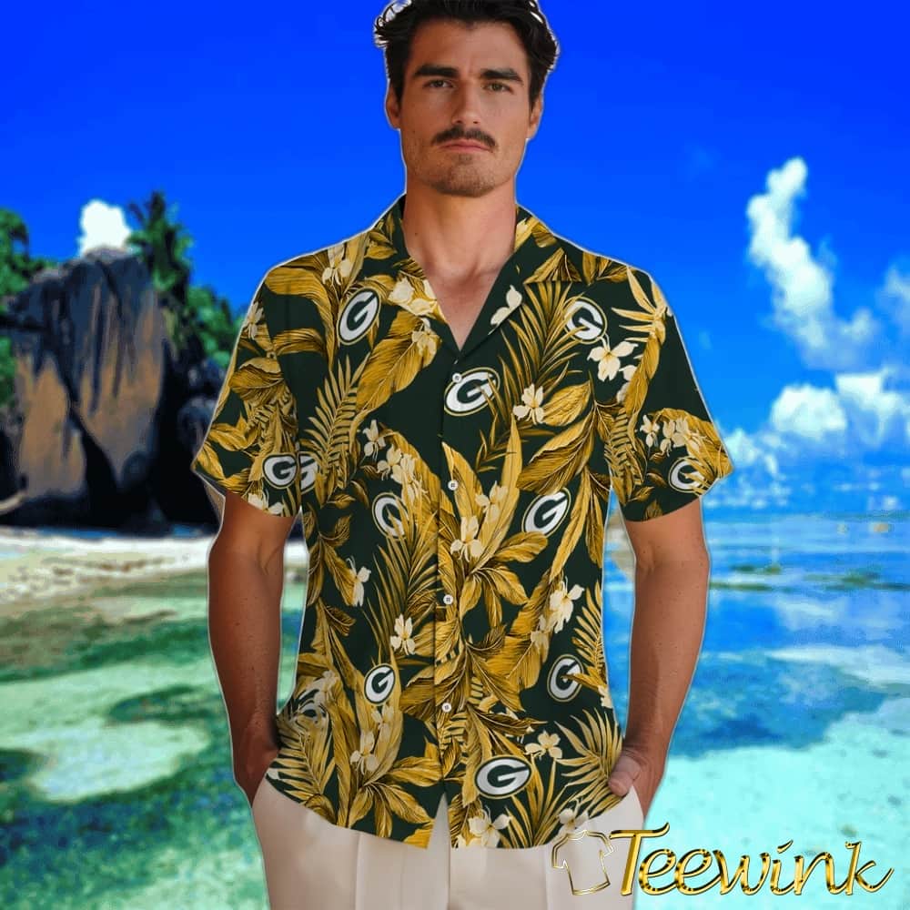 Green Bay Packers Hawaiian Shirt – Palm Leaves image 2 Green Bay Packers Hawaiian Shirt – Palm Leaves image 2