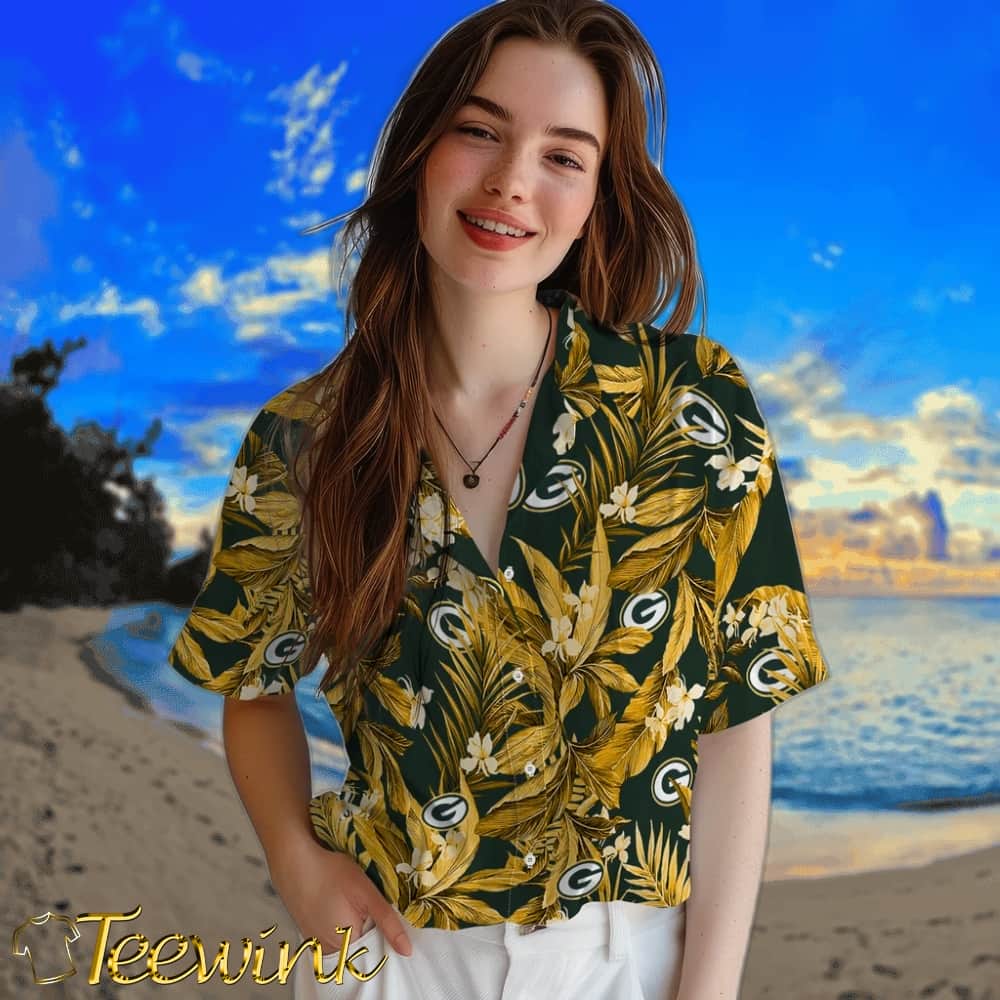 Green Bay Packers Hawaiian Shirt – Palm Leaves image 4 Green Bay Packers Hawaiian Shirt – Palm Leaves image 4