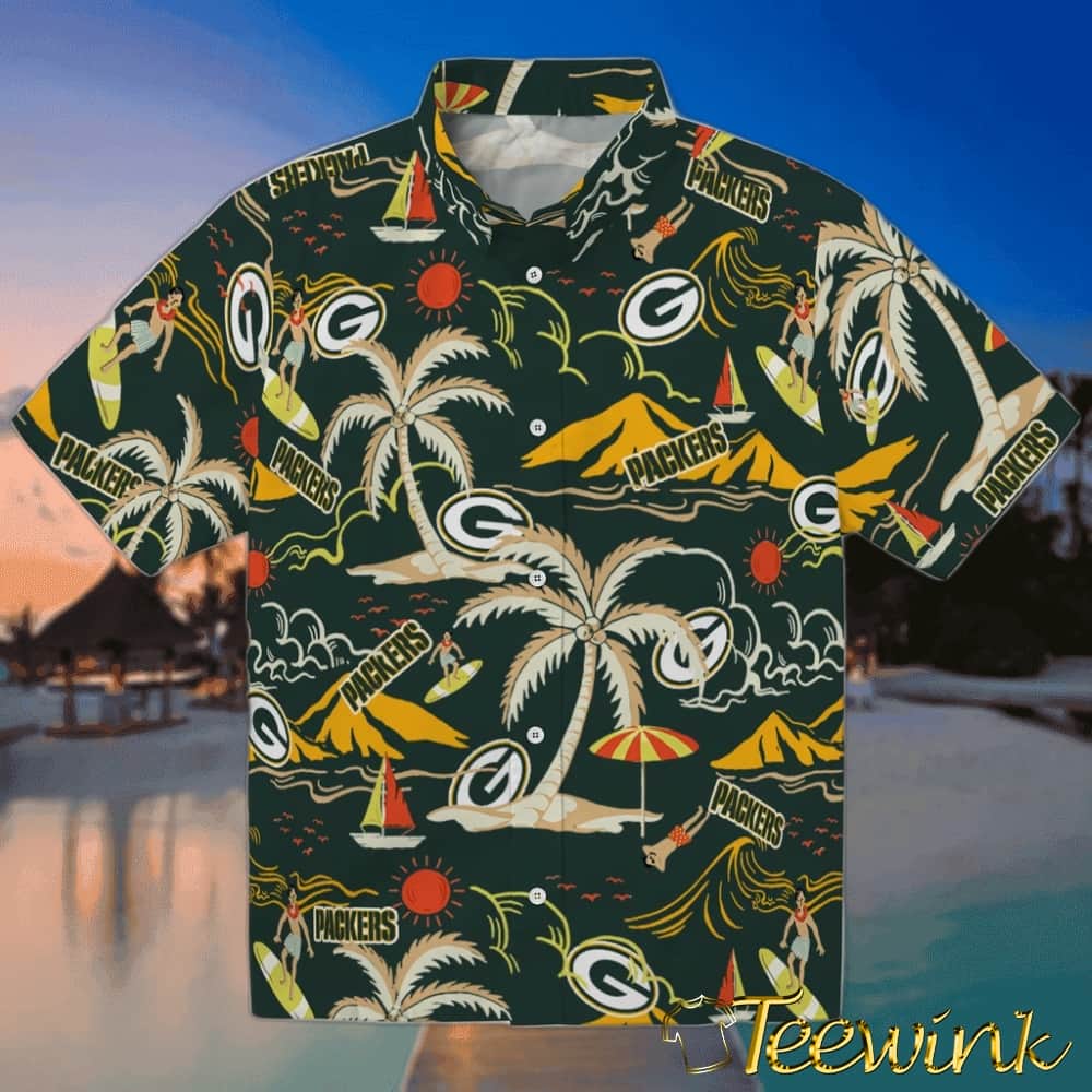 Green Bay Packers Hawaiian Shirt – Palm Sunset