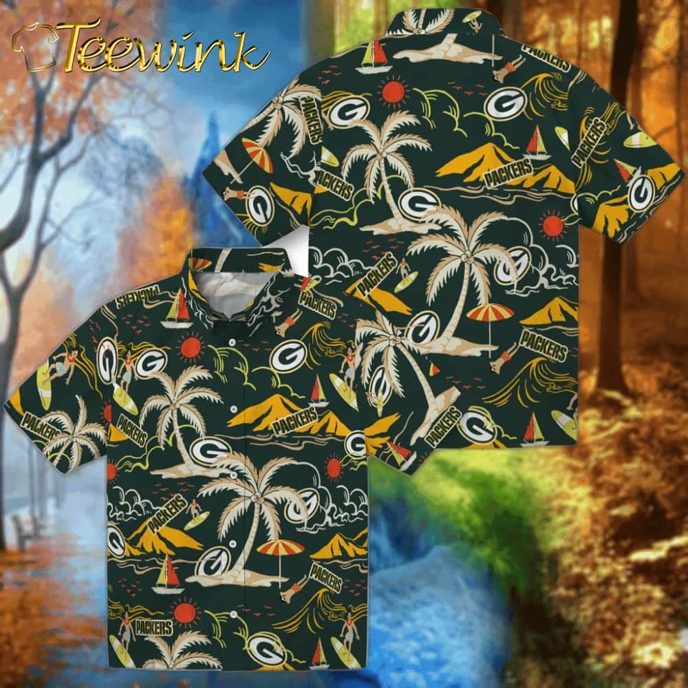 Green Bay Packers Hawaiian Shirt – Palm Tree Island image 3 Green Bay Packers Hawaiian Shirt – Palm Tree Island image 3
