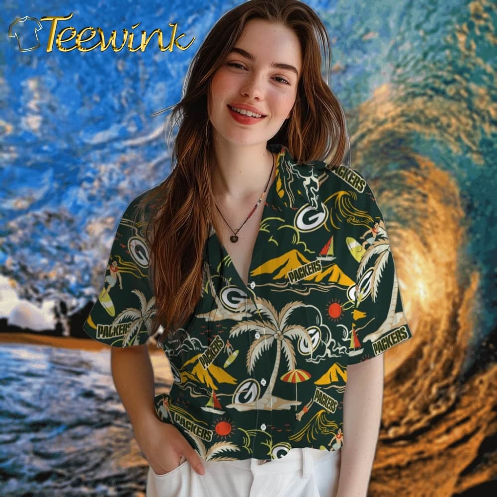 Green Bay Packers Hawaiian Shirt – Palm Tree Island image 4 Green Bay Packers Hawaiian Shirt – Palm Tree Island image 4