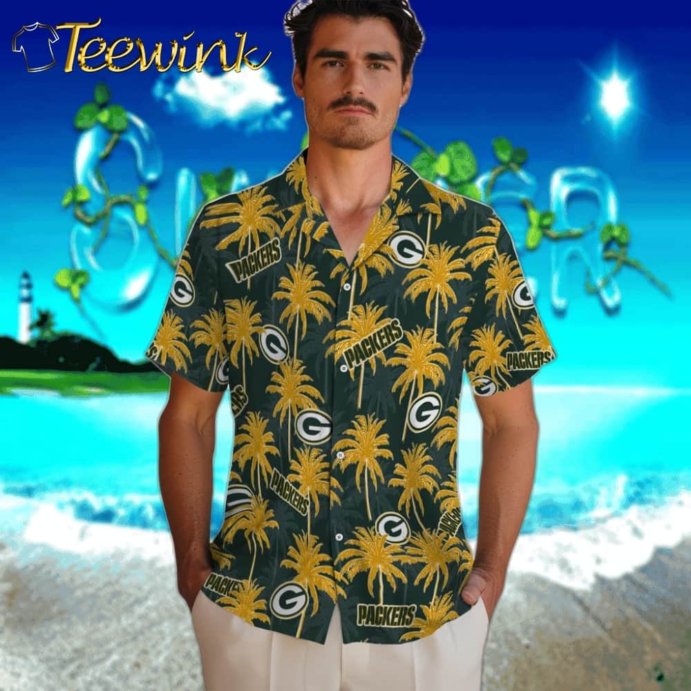 Green Bay Packers Hawaiian Shirt – Palm Tree Motif image 2 Green Bay Packers Hawaiian Shirt – Palm Tree Motif image 2