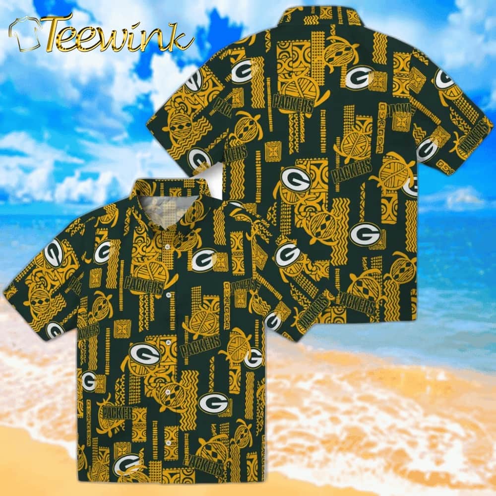 Green Bay Packers Hawaiian Shirt – Turtle Lines image 3 Green Bay Packers Hawaiian Shirt – Turtle Lines image 3