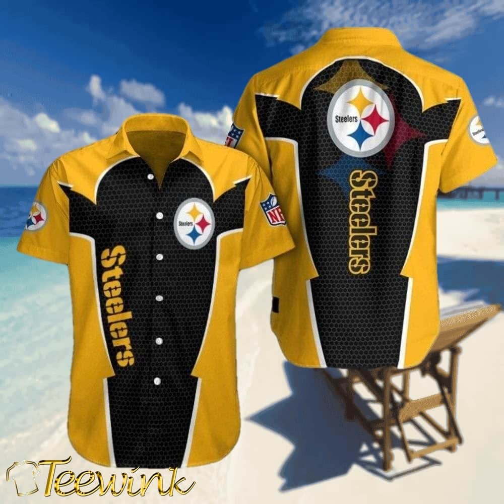 Gridiron Gold Pittsburgh Steelers Mesh Hawaiian Shirt