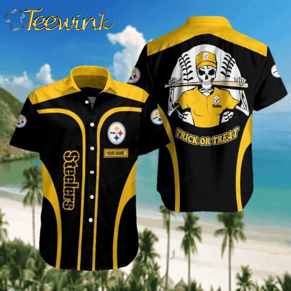 Halloween Special Pittsburgh Steelers Aloha Shirt – Spooky Skeleton Quarterback