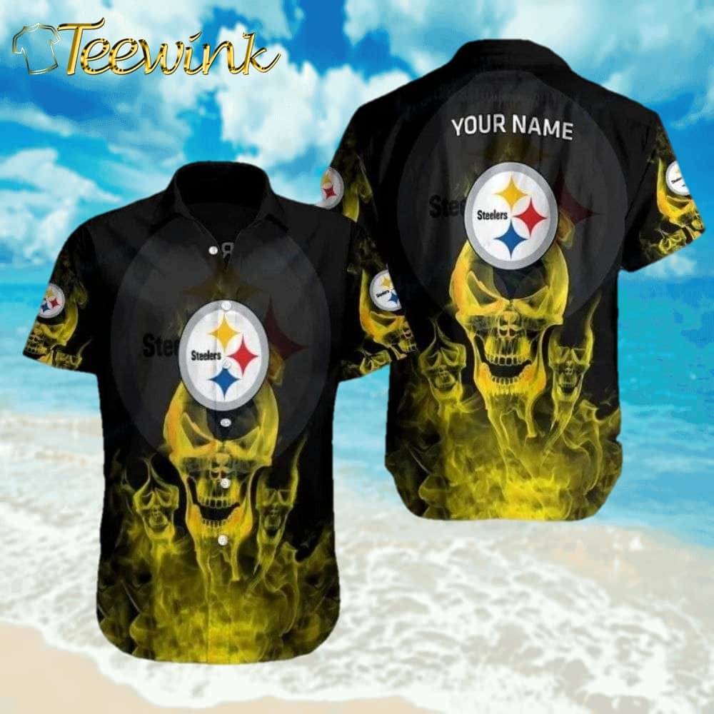 Inferno Skull Pittsburgh Steelers Hawaiian Shirt – Flame Fervor Design