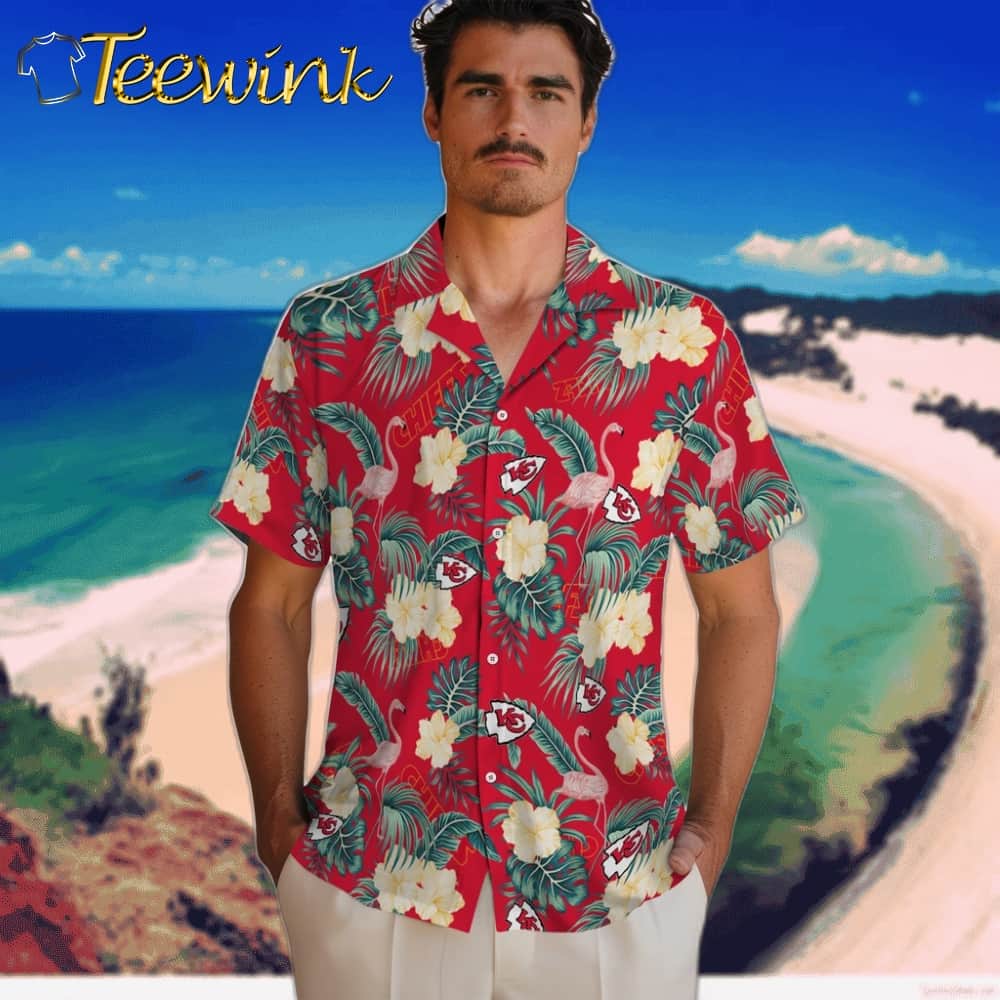 Kansas City Chiefs Hawaiian Shirt – Flamingo and Hibiscus image 2 Kansas City Chiefs Hawaiian Shirt – Flamingo and Hibiscus image 2