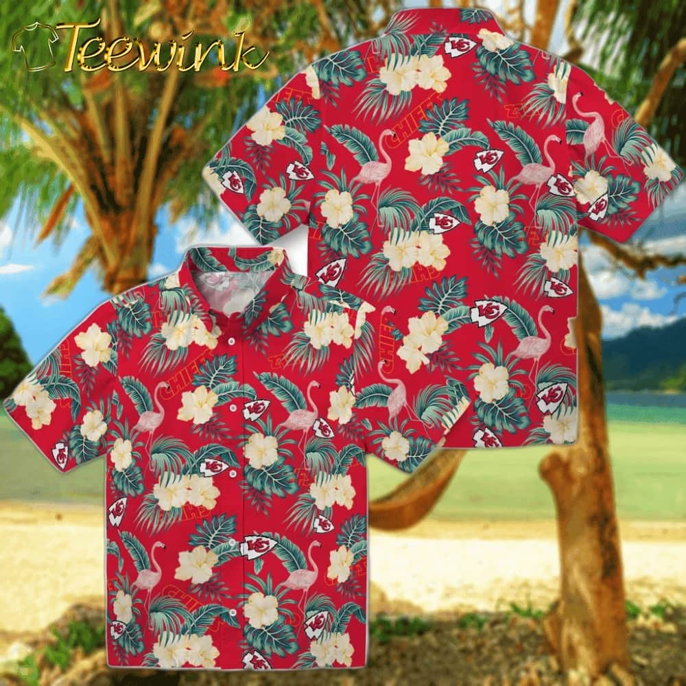 Kansas City Chiefs Hawaiian Shirt – Flamingo and Hibiscus image 3 Kansas City Chiefs Hawaiian Shirt – Flamingo and Hibiscus image 3