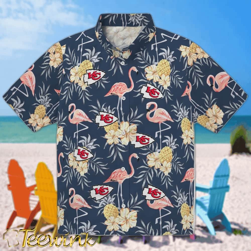 Kansas City Chiefs Hawaiian Shirt – Flamingo and Hibiscus Kansas City Chiefs Hawaiian Shirt – Flamingo and Hibiscus