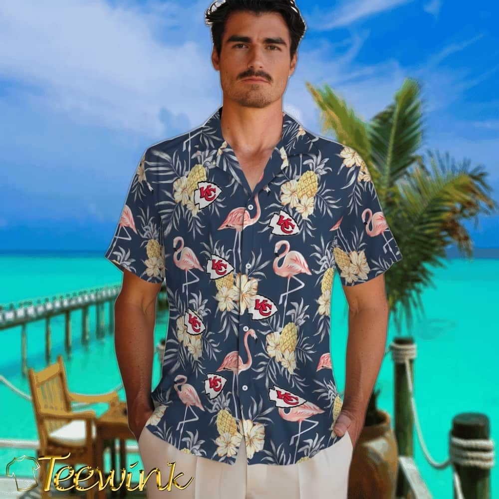 Kansas City Chiefs Hawaiian Shirt – Flamingo Hibiscus image 2 Kansas City Chiefs Hawaiian Shirt – Flamingo Hibiscus image 2