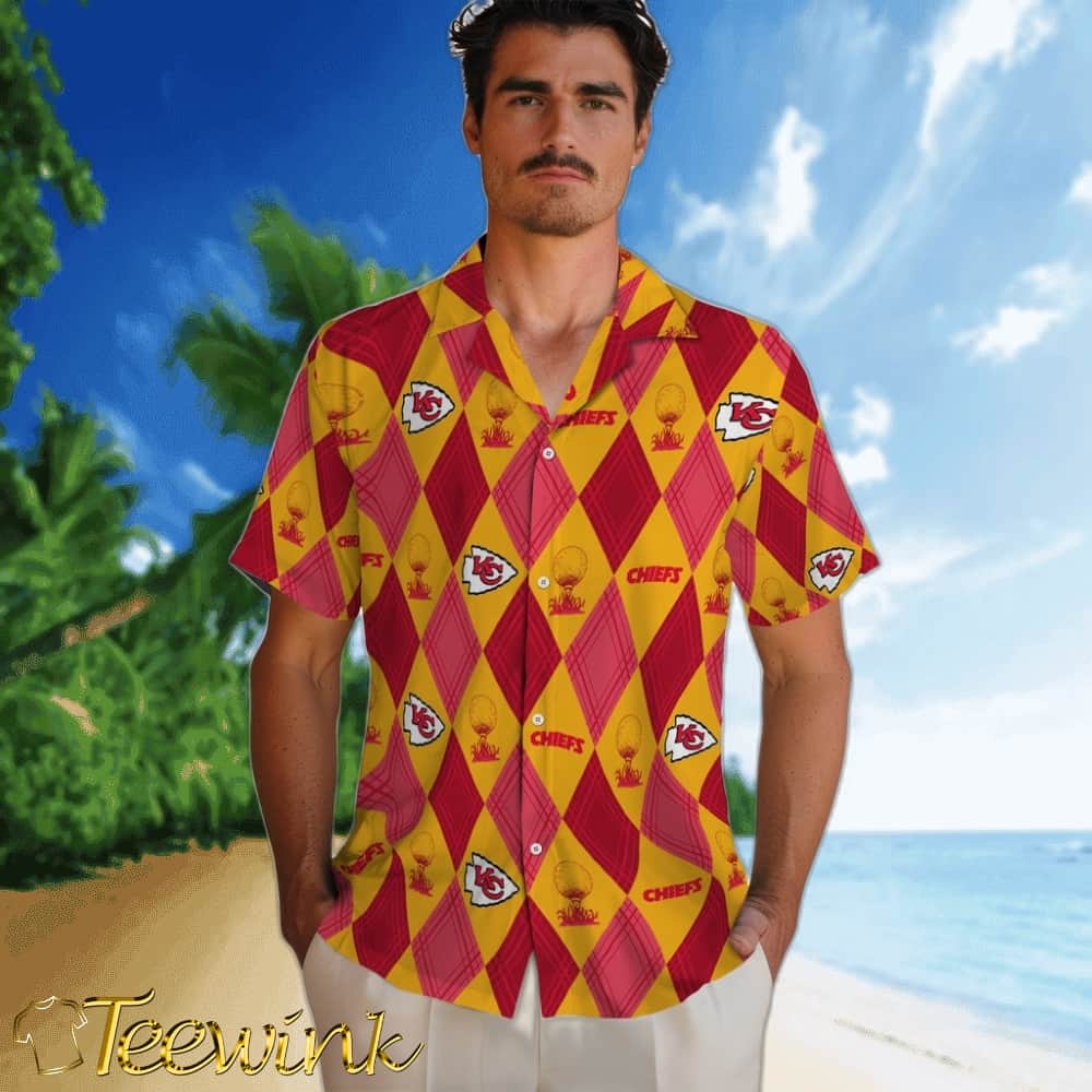 Kansas City Chiefs Hawaiian Shirt – Golfing Plaid image 2 Kansas City Chiefs Hawaiian Shirt – Golfing Plaid image 2