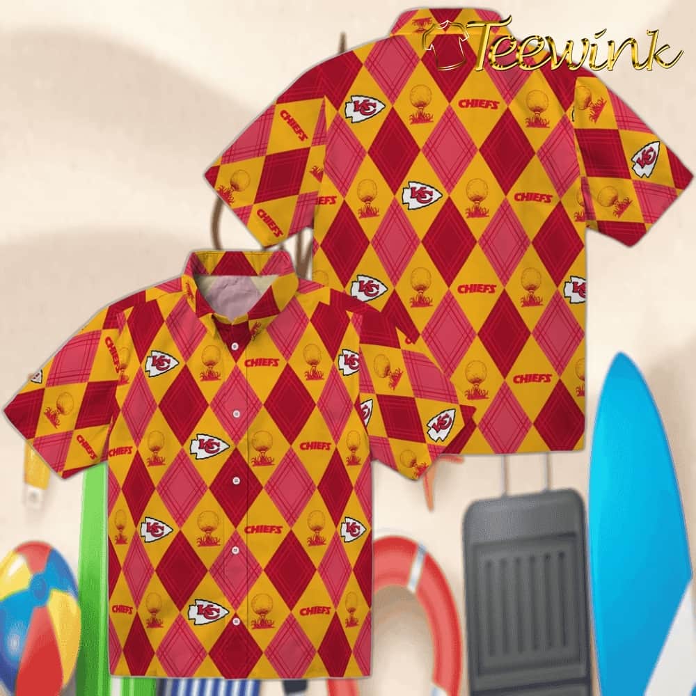 Kansas City Chiefs Hawaiian Shirt – Golfing Plaid image 3 Kansas City Chiefs Hawaiian Shirt – Golfing Plaid image 3
