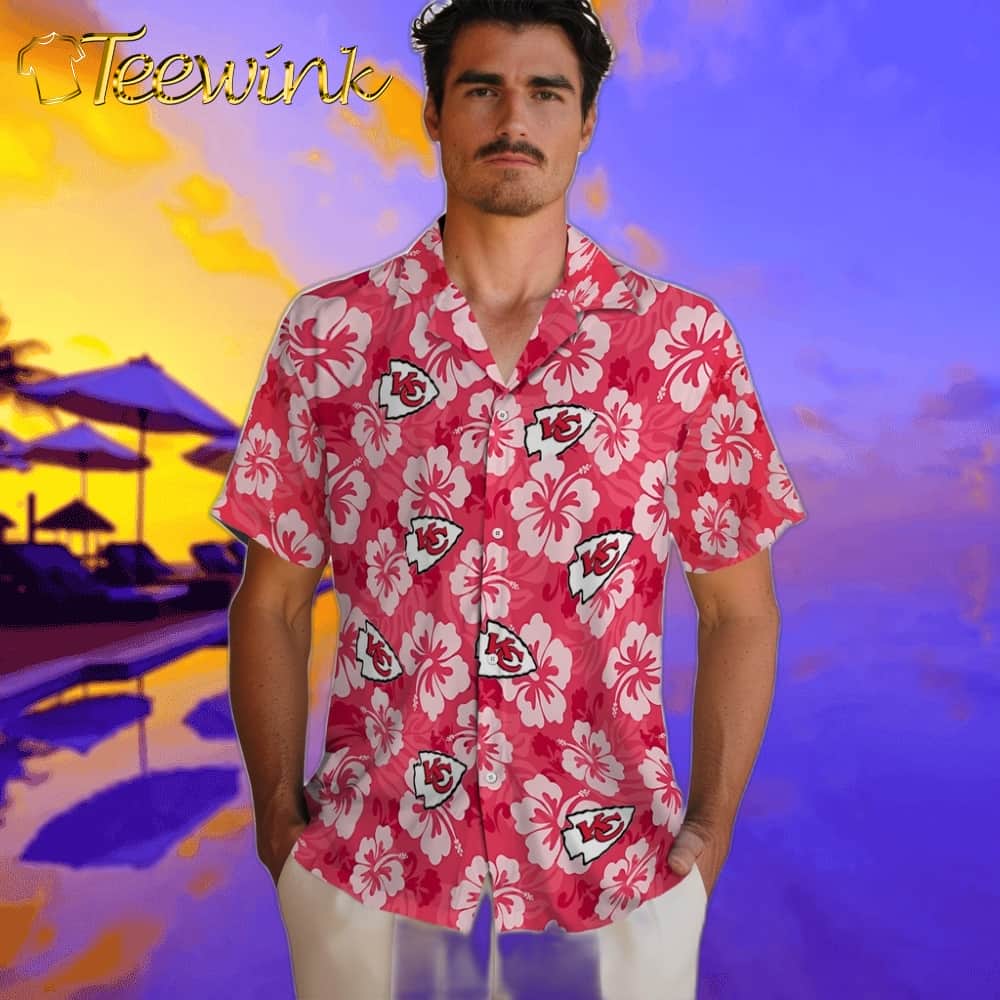 Kansas City Chiefs Hawaiian Shirt – Hibiscus Cluster image 2 Kansas City Chiefs Hawaiian Shirt – Hibiscus Cluster image 2