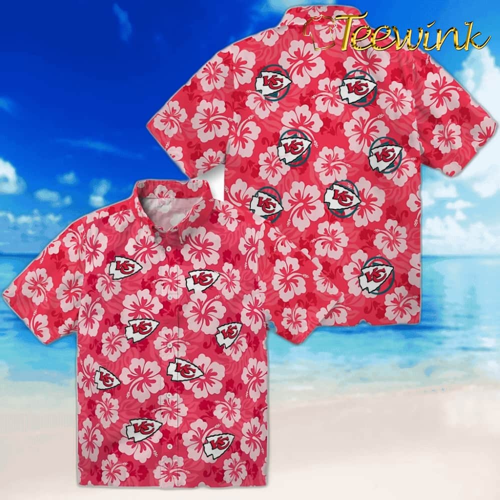 Kansas City Chiefs Hawaiian Shirt – Hibiscus Cluster image 3 Kansas City Chiefs Hawaiian Shirt – Hibiscus Cluster image 3