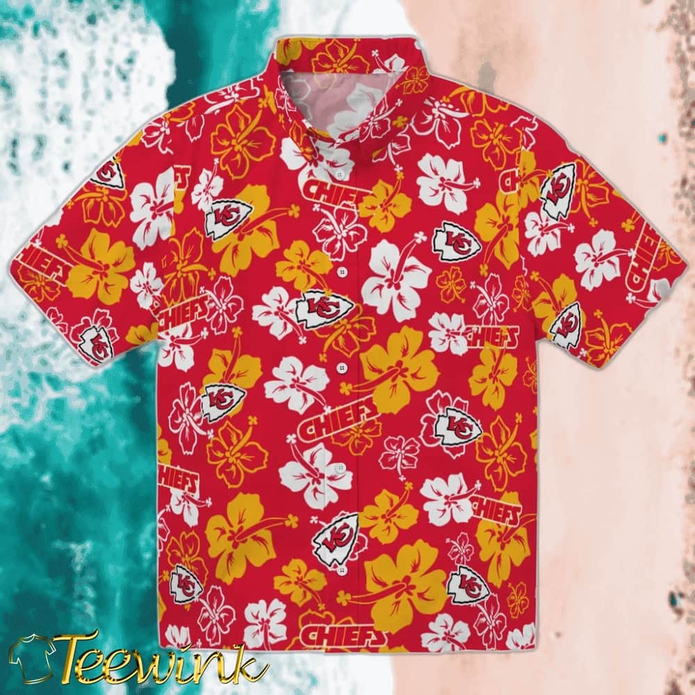 Kansas City Chiefs Hawaiian Shirt – Hibiscus Flower Design