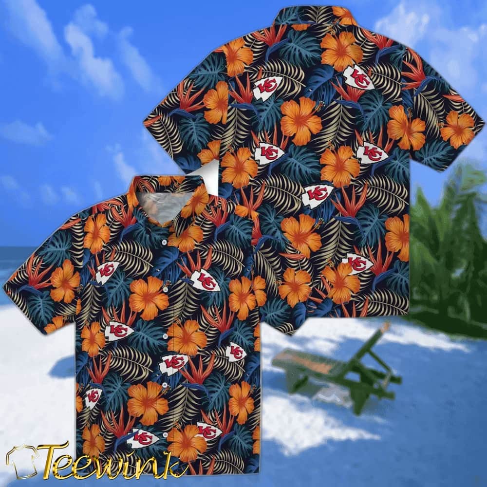 Kansas City Chiefs Hawaiian Shirt – Hibiscus Foliage image 3 Kansas City Chiefs Hawaiian Shirt – Hibiscus Foliage image 3
