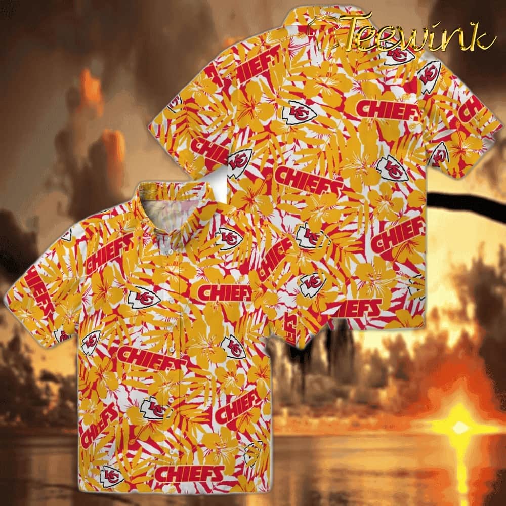 Kansas City Chiefs Hawaiian Shirt – Hibiscus Overlay image 3 Kansas City Chiefs Hawaiian Shirt – Hibiscus Overlay image 3