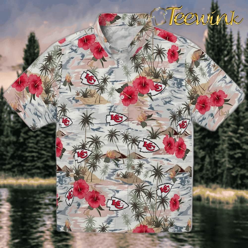 Kansas City Chiefs Hawaiian Shirt – Hibiscus Overlay Kansas City Chiefs Hawaiian Shirt – Hibiscus Overlay