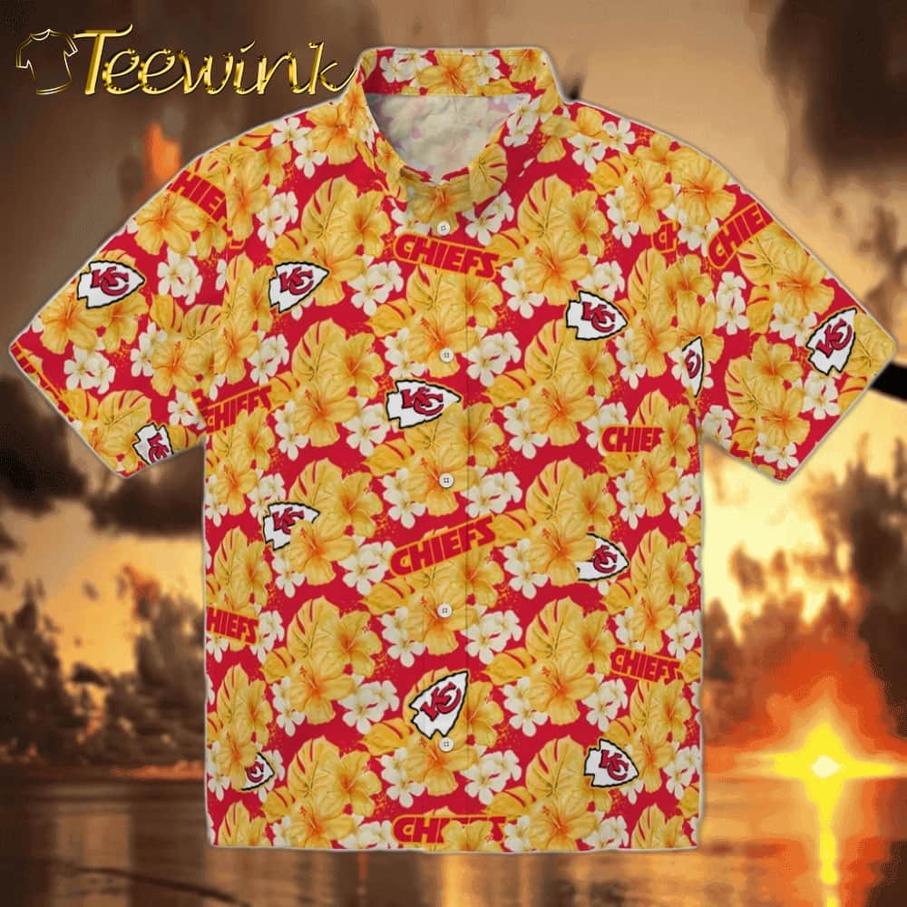 Kansas City Chiefs Hawaiian Shirt – Leaf Outline Kansas City Chiefs Hawaiian Shirt – Leaf Outline