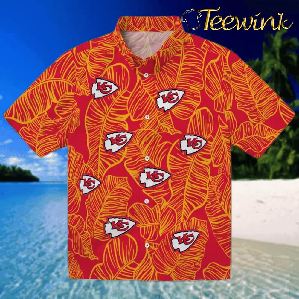 Kansas City Chiefs Hawaiian Shirt – Leaf Outline