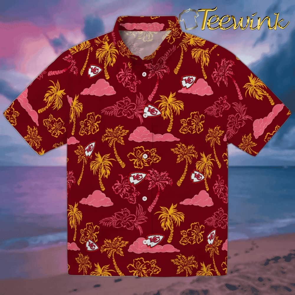 Kansas City Chiefs Hawaiian Shirt – Palm And Clouds